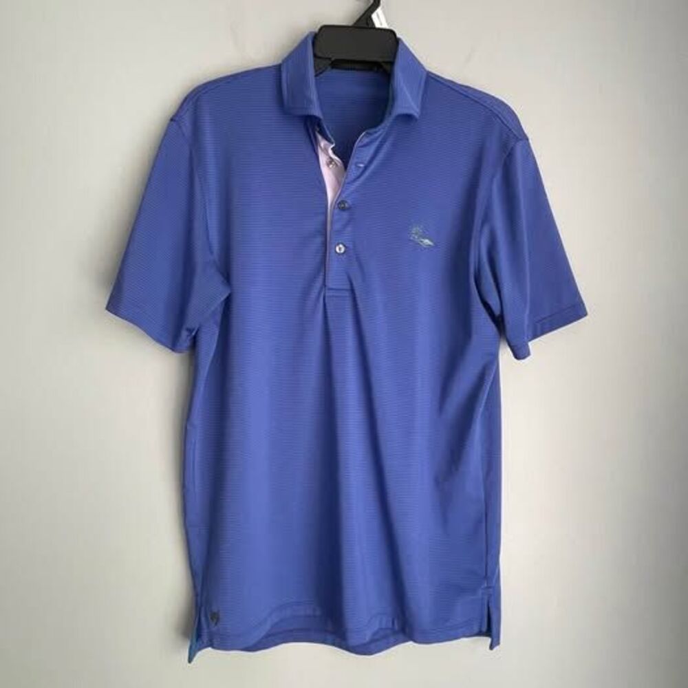 Greyson Golf Polo Striped Size S Purple/Blue Short Sleeve Logo